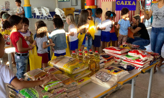 Alunos do CEI Maria Goreti de Reserva do Cabaçal participaram de gincanas sobre educação financeira, solidariedade e erradicação da pobreza.