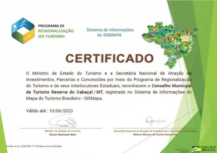 RESERVA DO CABAÇAL PASSA A PERTENCER A LISTA DE CIDADES BENEFICIADAS COM PROGRAMA NACIONAL DO TURISMO