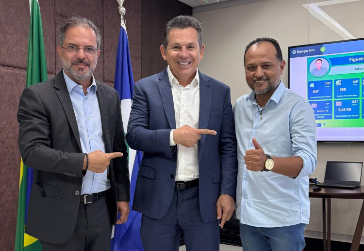 Prefeito Jonas Campos se reúne com deputado estadual Paulo Araujo e governador Mauro Mendes buscando recursos para pavimentação asfáltica
